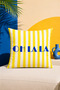Colorful Text Printed Striped Decorative Throw Pillow Cover Modern Pop Art Decor 43X43 cm - 3
