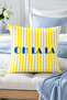 Oh La La Yellow Striped Text Printed Decorative Throw Pillow Cover Summer Decor 43X43 cm - 7