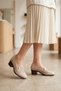 Famous 74-1 Beige Genuine Leather Women's Shoes