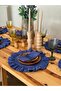 6-Piece Deep Raw Linen Round Ruffle Detailed American Serving Plate/Supla - 3