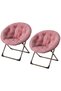 Oversized Folding Saucer Chair – Soft Faux Leather Upholstery – Ideal for Bedroom, Living Room, Dorm – Durable Gold Metal Frame – For Adults and Teens –