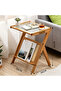 FFD Z-Shaped End Table with Corrugated Glass Top & Bamboo Storage Shelf – Space-Saving Nightstand / Accent Table for Living Room, Bedroom, Office, Small Spaces - 2