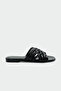 Sley Knitted Detailed Women's Black Flat Slippers