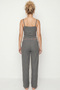 Gray Lace Bürümcük-Krınkıl Rope Strap Pajama Set 8059 - 3