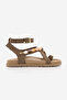 Women's Genuine Leather Ankle Strap Flip-Flop Sandals with Stones, Montera Camel Suede - 3