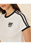 Women White Contrast Rib Graphic T-Shirt - 4
