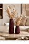 Mila Porcelain Look Striped Decorative Vase 20-10cm