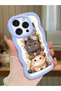 iPhone 15 Pro Max Compatible Case with Camera Protector Blue Silicone Couple Phone Case Cat Pattern