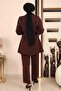 Stripe Detailed Suit Brown 19132 - 5