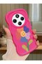 Redmi 14C Compatible Case Camera Protector Red Silicone Couple Phone Case Floral Pattern