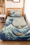 Blue Wave Marine Teen Room Single Pique Set-Japanese Inspired 160X220 cm Quilted Bedspread - 5