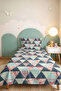 Geometric Blue Young Room Single Pique Set - Pastel Pink 160X220 cm Quilted Bedspread - 6