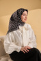 وشاح من الحرير المزخرف بنقشة التويل 11521 نمط هندسي 21-أسود-أبيض - 3