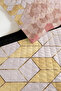 Geometric Powder Young Room Single Pique Set - Modern Gold 160X220 cm Quilted Bedspread - 3