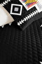 Black Ethnic Geometric Youth Room Single Pique Set - Bohemian Anthracite 160X220 cm Bedspread - 3