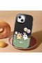 iPhone 15 Plus Compatible Case with Camera Protection Black Silicone Couple Phone Case with Line Pattern - 2