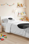 Black Geometric Youth Room Single Pique Set - Modern Striped 160X220 cm Quilted Bedspread - 5