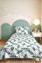 Green Leaflet Young Room Single Pique Set - Black Botanical 160X220 cm Quilted Bedspread - 4