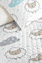 Kuzu Cloud Blue Children's Room Single Pique Set-Pastel Gray White 160X220Cm Quilted Bedspread - 3