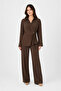 Women's Side-Tie Double-Breasted Shirt - 20752Gml - Brown