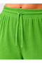 Battal Size Wrinkled Fabric Elastic Waist Lace-Up Wide Leg Palazzo Trousers - Green - 2