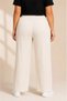 Battal Size Wrinkled Fabric Elastic Waist Lace-Up Wide Leg Palazzo Trousers - White - 3