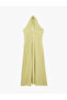 Linen Blend Halter Neck Long Dress with Tie Detail - 6