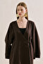 Linen Design Tie-Up Kimono Dark Brown - 2