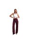 Women's High-Waisted Plaid Wide-Leg Trousers – Classic & Chic, Claret Red - 2