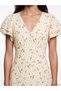 Vizyon New Season V-Neck Floral Waist-Fitted Dress - 2