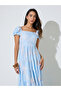 Blue Floral Print Tiered Midi Dress - 2