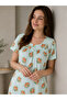 Green Printed Nightdress with Button Placket - 2