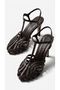 Velmya Women's Heeled Shoes Cage Detailed Closed Toe Thin Heel Ankle Strap Retro Sandals 8 cm - 5