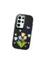 Samsung Galaxy S24 Ultra Compatible Case Camera Protective Black Silicone Couple Phone Case with Floral Pattern - 3