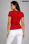 Women's V-Neck Cotton Fabric Basic Slim Fit Cut Casual Body T-Shirt - 3