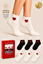 Women's Heart Patterned Booties Socks Boxed Cotton 6-Piece Seamless Gift Boxed Socks