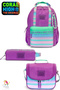 Purple Water Green School Bag-Thermal Lunch Bag-Pencil Case Set