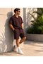 Men's Set Pitircik Fabric Cuban Collar T-Shirt & Shorts