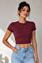 Women's Crew Neck Short Sleeve 100% Cotton Crop Blouse
