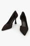 Women's Lucas Brown Satin Asymmetrical Cut Heeled Shoes Stiletto - 3