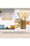 YELLOW 6-Piece Wooden Utensil Set - Natural Bamboo Spoons & Spatulas for Cooking, Kitchen Gadgets, E - 4