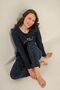 Women's Just Close Your Eyes Navy Blue Long Sleeve Pajama Set Ar3774-S-V2 - 2