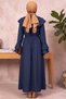 Button-Front Flounce Hijab Dress - Long Casual Dress with Ruffle Detail - 4