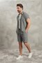Men's short sleeve shirt & shorts set - crinkle fabric - 6