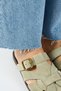 Qurina Women's Genuine Leather Caged Water Green Slippers - 3