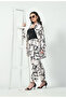 Abstract Geometric Line Art Co-Ord Set Japanese Satin Modest Wear - 2