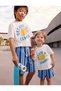 Girls' and Boys' Striped Lemon Patterned Summer Cotton T-Shirt Shorts Set 2-10 Years