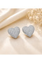 Silver Stone Detailed Heart Earrings - 2