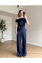 Gold Buckled Asymmetrical Cut Special Design Satin Blouse Trouser Set