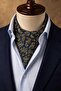 Navy Blue Pink Yellow Shawl Pattern Italian Silk Ascot Tie Sac127